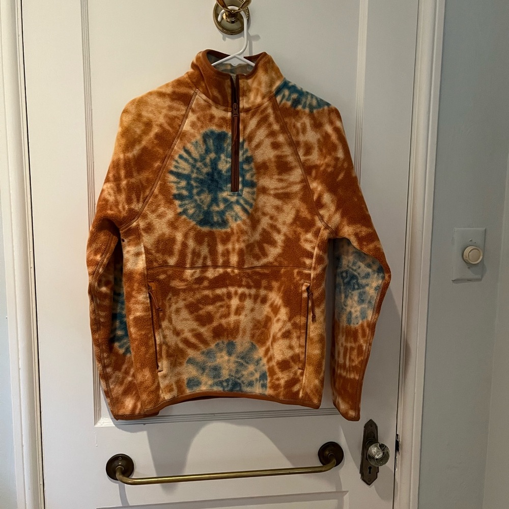 J. Crew tie dye fleece sweater with zippered pouch pockets